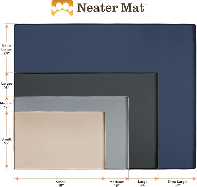 Neater Pet Brands Neater Mat Pet Mats for Food and Water, Cat & Dog Bowl Mat Waterproof Silicone, Feeding Tray, Dog Food Mats for Floors, Placemat w/Raised Edge for Under Bowls, 19” x 12”, Aquamarine