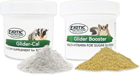 Exotic Nutrition Sugar Glider Vitamin Combo Pack - Powder Multivitamin & Powder Calcium Supplement for Pet Sugar Gliders