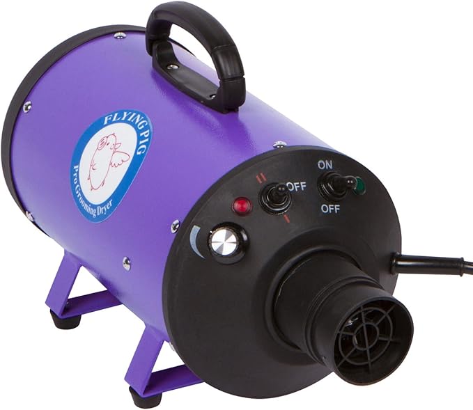 Flying Pig High Velocity Dog Pet Grooming Dryer w/Heater (Model: Flying One, Purple)