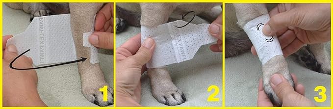 Basic Leg Bandages for Dogs, Cats, Pets -First- aid Non Adhesive Fur Friendly, Soft Stretch Wound Care, hot Spots, Fungus, Adjustable Fastening Strap Value Pack (LG/XL 12-Pack)