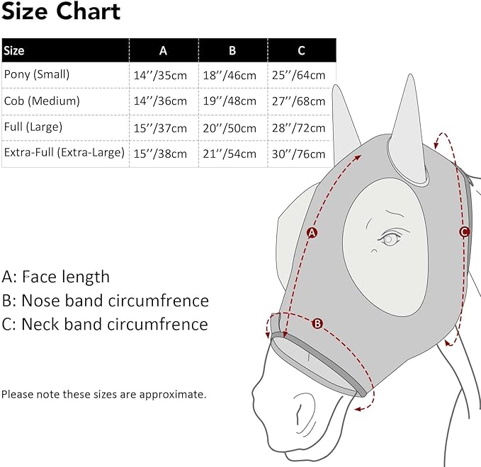Harrison Howard Super Comfort Stretchy Fitting Horse Fly Mask with UV Protection Soft on Skin with Breathability Deep Green Pony