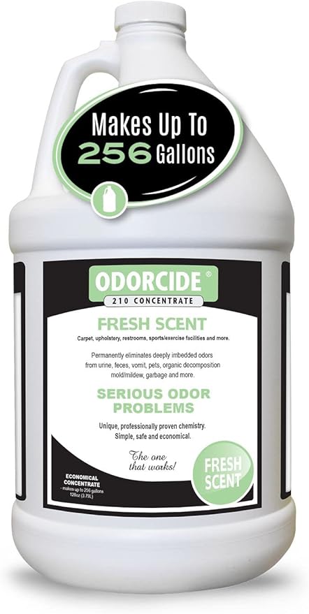 Odorcide Fresh Scent Odor Eliminator Concentrate – Odor Eliminator for Strong Odor on Carpet, Hardwood, & More – Smoke, Sweat, & Pet Odor Eliminator for Home w/Non-Enzymatic Formula, 1 Gallon