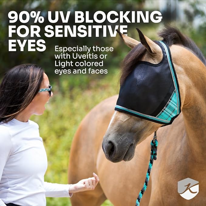 Kensington 90% UV Fly Mask CatchMask UViator - Without Ears & Forelock Freedom Web Trim Size: Medium Color: 2017 - Lavender Mint