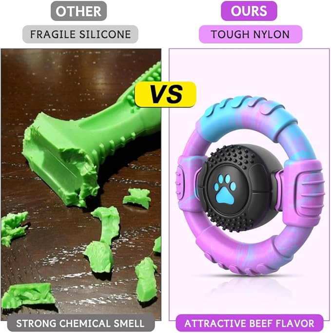 Dog Toys for Aggressive Chewers Large Medium Small Breed Indestructible Durable Tough Squeaky Dog Chew Toys to Keep Them Busy Nylon Rubber Interactive Dog Toys