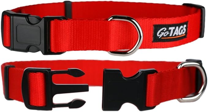 GoTags Dog Collars, Durable Solid Nylon Dog Collars in 5 Color Options and 4 Adjustable Sizes for Puppy and Dogs Extra Small, Small, Medium or Large