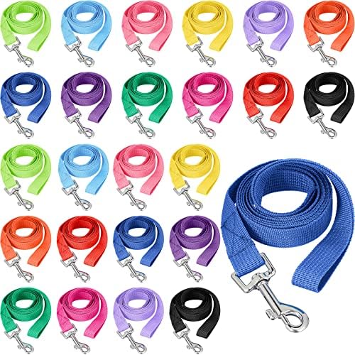 Hillban 24 Pack Nylon Dog Training Leash Bulk 5 ft, Vibrant Colors by Hillban