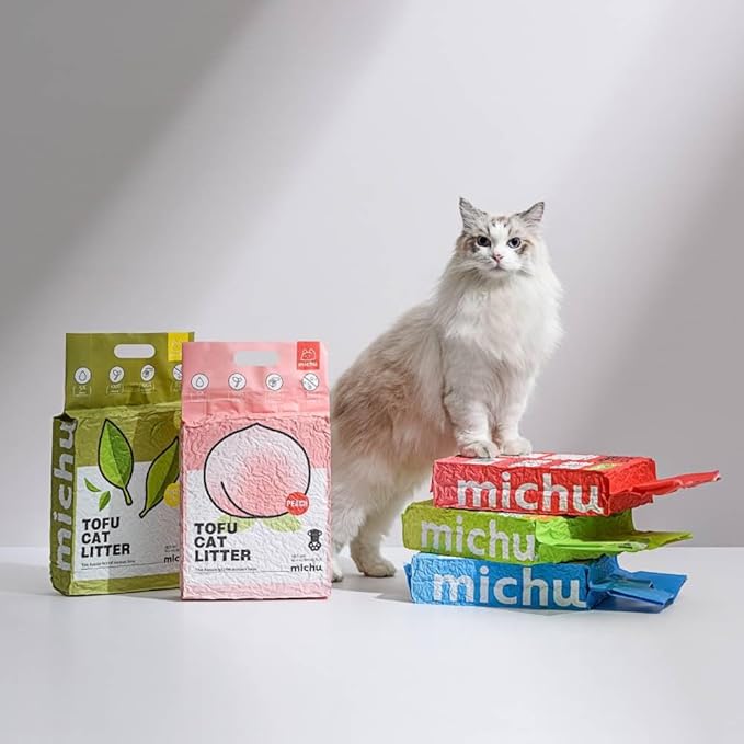 Tofu Cat Litter Natural Clumping Tofu Cat Litter, Fast Clumping and Easily Scoop-able 5.5lb/88oz 5 Scents - Watermelon, 8 Pack