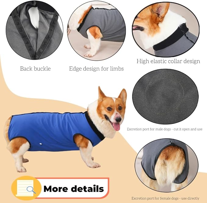 Dog Surgery Recovery Suit,Abdominal Surgical Suit for Dogs,Recovery Suit for Dogs,Prevent Licking Surgical Wound Dog Cone Alternative Grey M