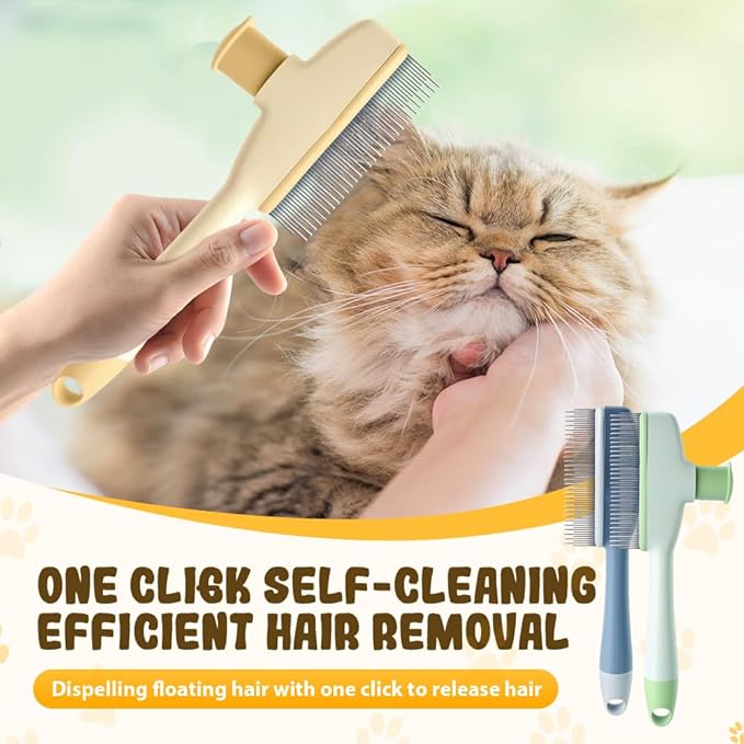 Pet Hair Removal Comb, 2025 New Flea Comb, Multifunctional Grooming Brush for Home Use, Portable Shedding Brush for Pet Owners (Blue+Green)