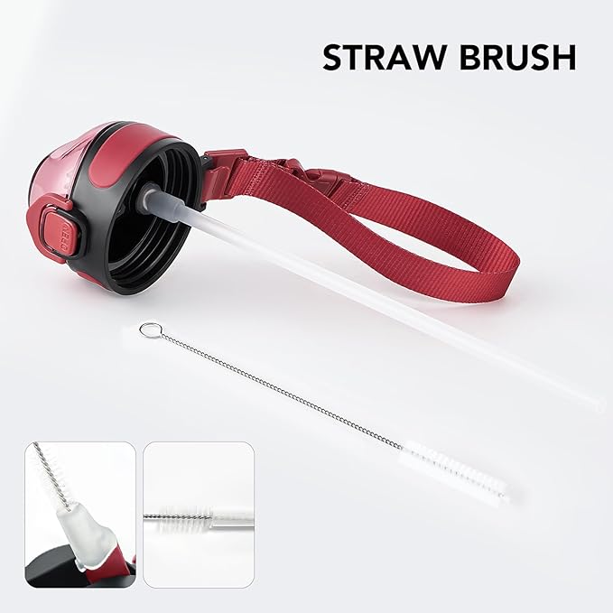 Enerbone 32 oz Insulated Water Bottle, Stainless Steel Bottle with Carrying Strap, Double-Wall Vacuum Insulation Design, Leakproof Sports Bottle with Straw, Keep Drinks Cold or Hot for Hours