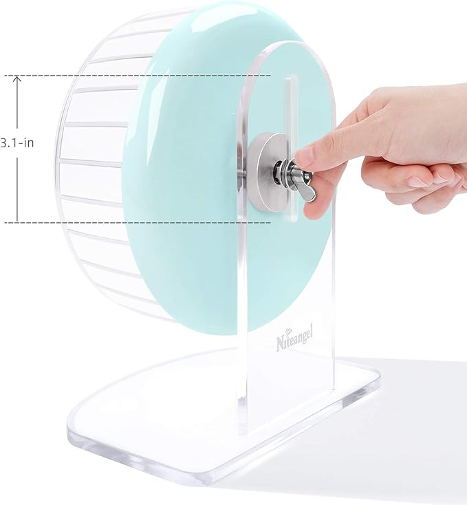 Niteangel Super-Silent Hamster Exercise Wheels: - Quiet Spinner Hamster Running Wheels with Adjustable Stand for Hamsters Gerbils Mice Or Other Small Animals (S, Mint Green)