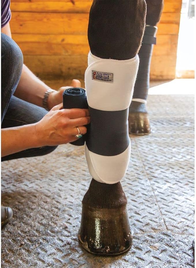 Dura-Tech Tekno-Dri No Bow Leg Wraps for Horses | Size 12" | Enhanced with Tekno-Dri | Sweat-Absorbing | Ideal for Stall Wrapping & Trailering | 30" Long | Sold in Pairs