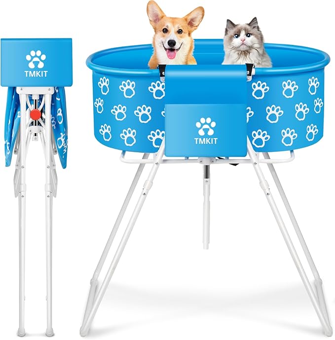Dog Bathtub, Elevated Dog Bath Tub for Pet Bathing Shower and Grooming. Portable, Foldable with Safety Lock, Professional Pet Dog Washing Station for Small, Medium, Large Dogs Cats, No Backache