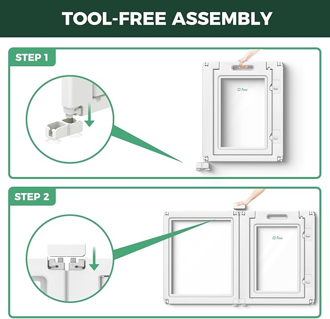 FXW AuraSpace Acrylic Indoor Unleashed Dog Playpen for Small and Medium Dogs, 30 Inch, 6 Panels, White