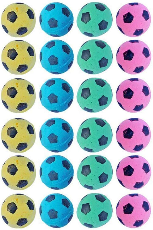 Foam Sponge Soccer Ball Cat Toy Interactive Cat Toys Independent Pet Kitten Cat Exrecise Toy Balls for Real Cats Kittens, Soft, Bouncy and Noise Free (24 Pack)