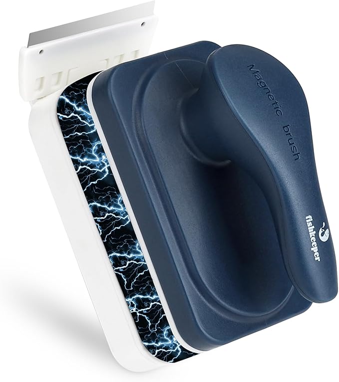 fishkeeper Aquarium Strong Magnetic Glass Cleaner Brush, Fish Tank Algae Magnet Cleaning Tool with 2 Detachable Scrapers, Mag Float Scrubber for 0.25-0.625Inch Glass and Acrylic Tanks