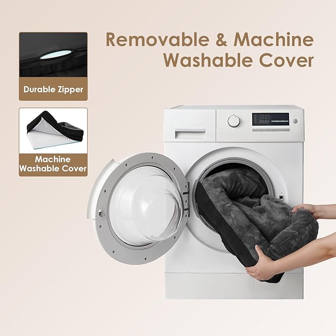 EHEYCIGA Memory Foam XXL Dog Bed for XLarge Sized, Orthopedic Dog Sofa with Sides and Waterproof Liner, Washable Bolster Pet Couch with Removable Cover, 52x41x8 Inch, Grey/Black