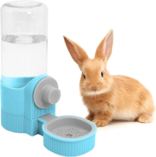 Fhiny Rabbit Water Bottle, 18oz Hanging Guinea Pig Water Bottle No Drip Gravity Bunny Water Dispenser for Cage Automatic Rabbit Waterer for Bunny Guinea Pig Chinchilla Ferret Cat Puppy