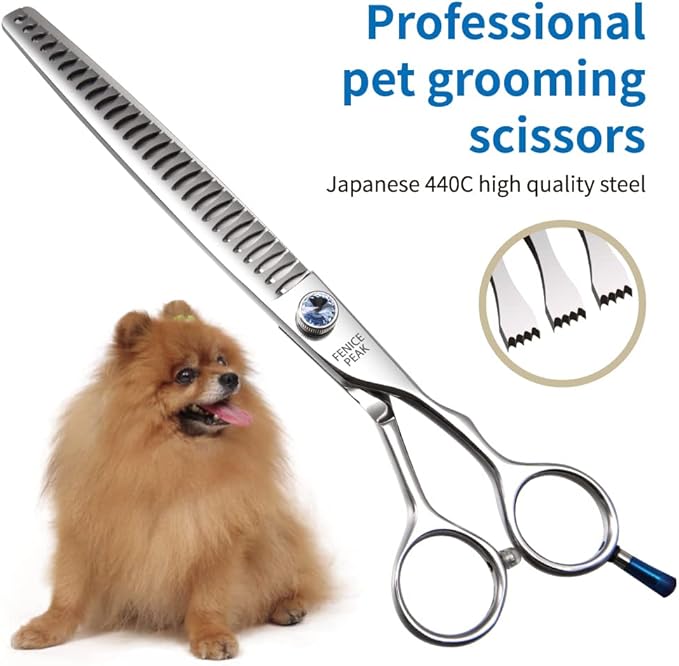 Fenice Professional 7/7.5/8 Pet Grooming Scissors Thinning Cutting Shears for Dog s/Cats Thinning Rate:70-80%(8.0 inch)