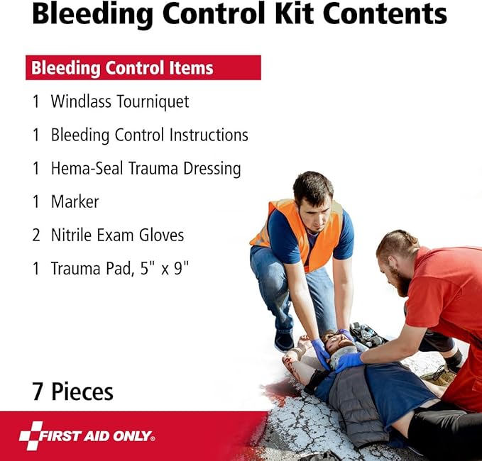 First Aid Only 91512 Critical Essentials Bleeding Control Kit for Limb Wounds, 7 Pieces