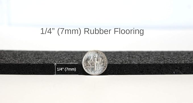 American Floor Mats 1/4in (7mm) Thick Solid Black 4' x 18' Heavy Duty Rubber Rolls, Protective Exercise Mats, Home Gym Rubber Flooring