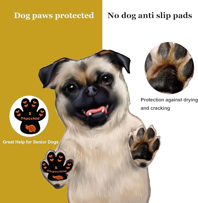 Dog Paw Pads Anti-Slip Grips,Dog Paw Protectors for Senior Dogs on Hot Pavement,Provides Traction to Keep Them from Slipping on Smooth Floors 12 sets-48 Pads Black M