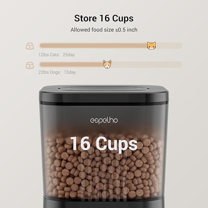 Espelho Automatic Cat Feeders WiFi: Food Dispenser with App Control 2.4Ghz WiFi- Smart Timed Cats Feeder with Voice Recorder| 4L Auto Pet Feeder for Cat and Small Dog- Up to 10 Meals per Day