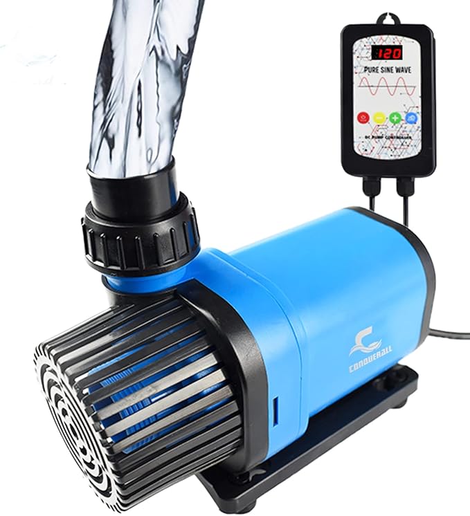CONQUERALL 3170GPH 80W 24V 27.5ft DC Return Pump CHS-12000 Quiet Controller Warranty Water Pump for Aquarium Saltwater, Fish Tank, Coral, Aquaculture, KOI Pond, Sump,Hydroponic