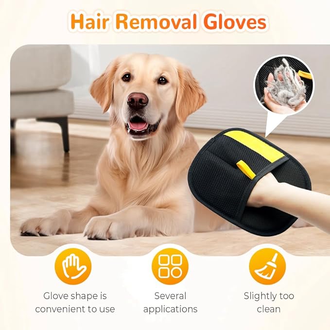 Pet Hair Removal Glove, Dog Cat Hair Gloves for Pet Hairs Removal, Reusable Pets Grooming Gloves for Dogs Cats, Washable Pets Hairs Remover Electrostatic Glove for Bed Couch Clothes Carpet (1pc)