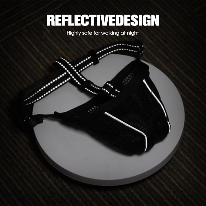 Dog Muzzle, Mesh Soft Muzzle for Small Medium Large Sized Dogs, Breathable Adjustable Puppy Muzzles for Scavenging Biting Licking and Chewing, Allows Panting and Drinking(Reflective Mesh, XXL)