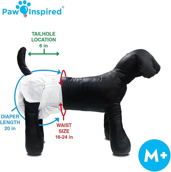Paw Inspired 32ct Disposable Dog Diapers | Female Dog Diapers Ultra Protection | Diapers for Dogs in Heat, Excitable Urination, or Incontinence (Medium Plus)