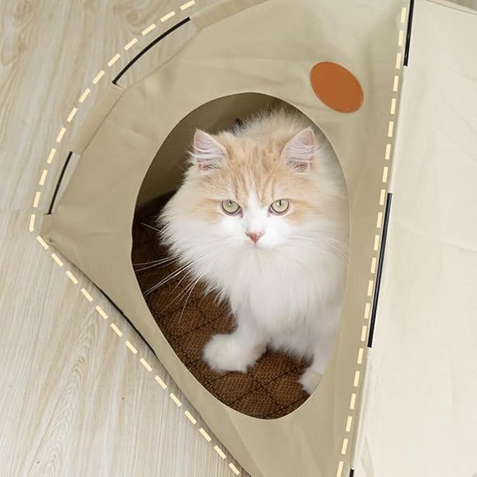 BreezyDen Pop-Up Pet Tent – Portable Indoor/Outdoor Cat Tent, Waterproof Pet Hideaway for Cats & Small Dogs with Mesh Window, Anti-Slip Base & Washable Design (Dark Gray, L (15 catties Kitten))
