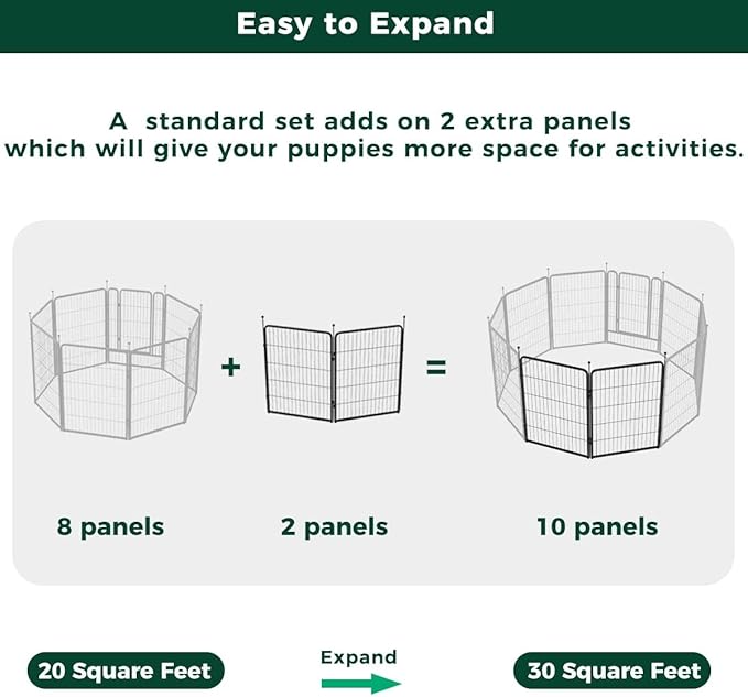 FXW Rollick Unleashed Dog Playpen for Indoor, Yard, RV Camping, 40 inch 2 Panels for Medium and Large Dogs, Black│Patented