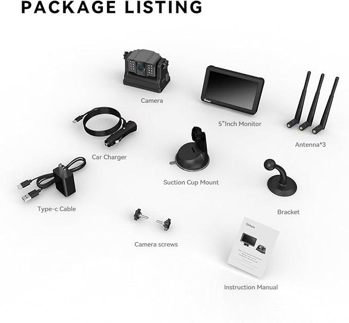 eRapta Wireless Backup Camera Magnetic: 5” Portable, 1-Min Install-Free Trailer Backup Camera with FHD1080P, Infrared Night Vision, 150° Wide-Angle View for Trailer/RV/Truck/Car/Tractor ACT501