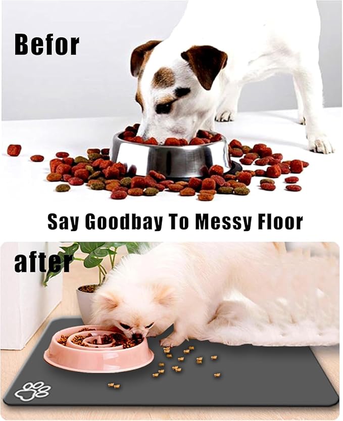 Large Boho Dog Cat Food Mats for Floors, Absorbent Dog Bowl Mat for Food and Water Dispenser Mat, Quick Dry Pet Supplies (Vintage Orange, 36'' x 24'')