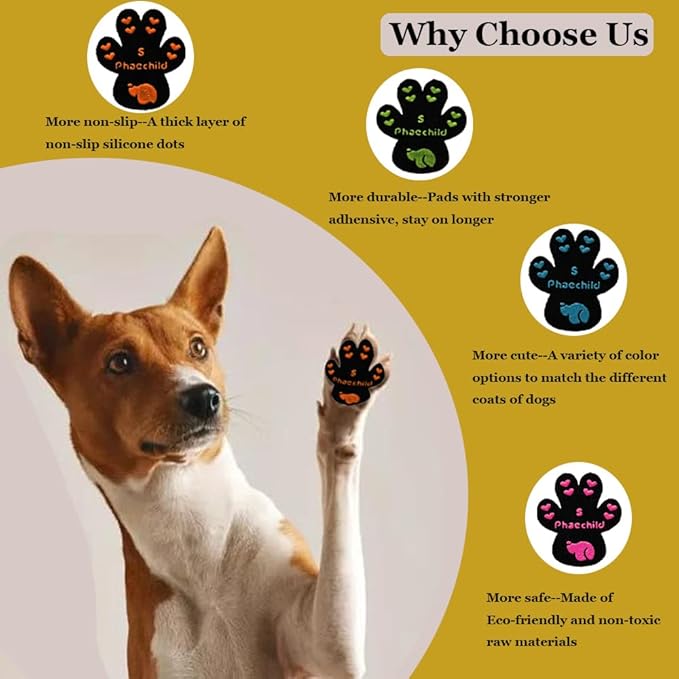 Dog Paw Pads Anti-Slip Grips,Dog Paw Protectors for Senior Dogs on Hot Pavement,Provides Traction to Keep Them from Slipping on Smooth Floors 20 sets-80 Pads Multicolor M