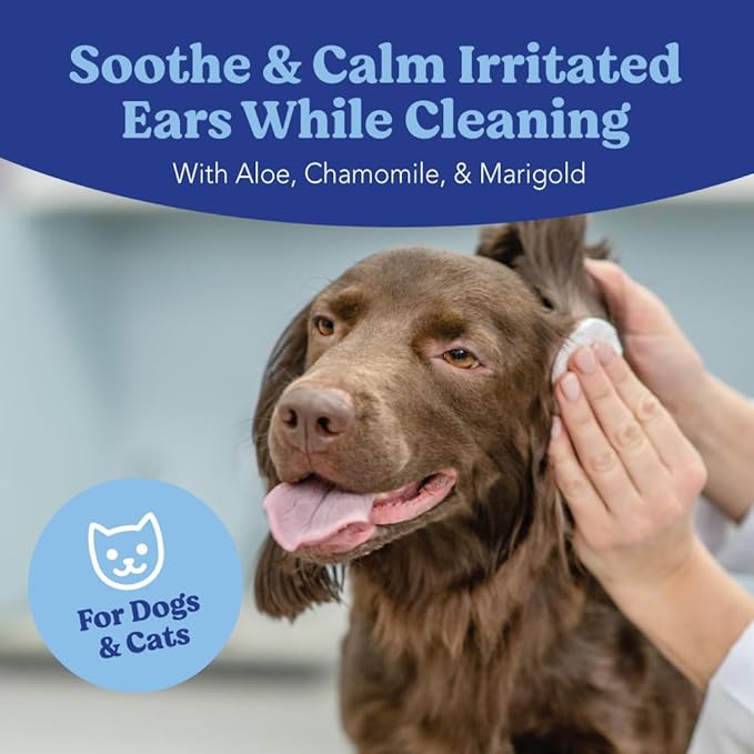 ANGELS' EYES Ear Cleansing Wipes for Dogs & Cats, Removes Dirt, Wax, Odor, Help Reduce Infections & Itching, No Artificial Colors or Fragrance, 100ct