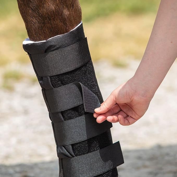 Dura-Tech Quick Wrap No Bow Leg Wraps for Horses | Size 14" | Color Black | Exceptional Leg Coverage | Versatile Use | Secure and Easy Application | Sold in Pairs