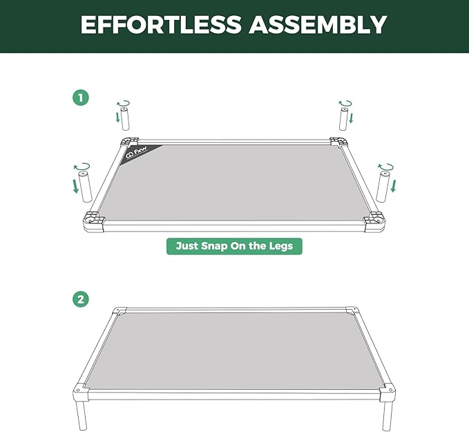 FXW TitanNest Chew-Proof Elevated Dog Bed, Raised Cot for Indoor/Outdoor/Camping Use, Durable & Waterproof Cooling Pet Bed for Extra Large Dogs, 56.0" L x 31.0" W x 7.3" H, Black