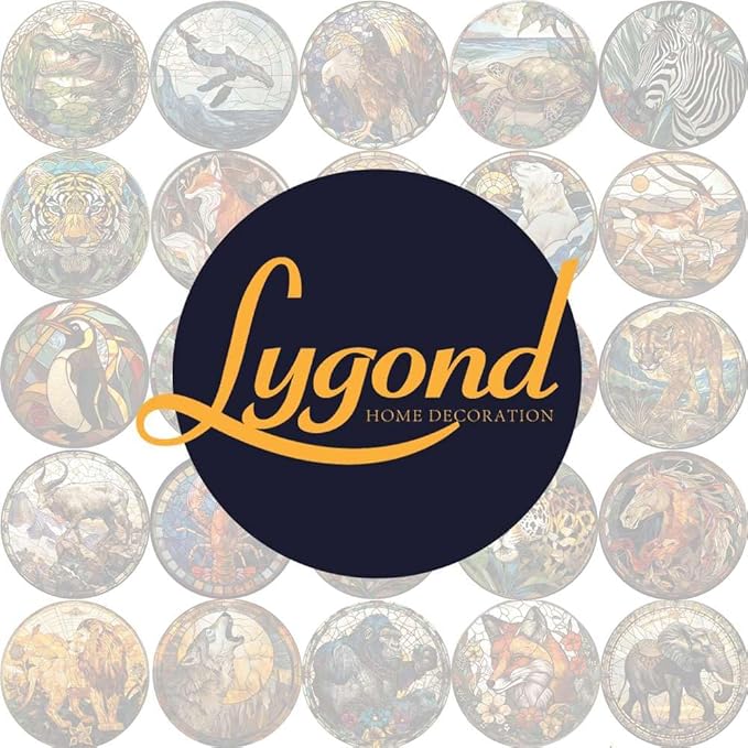 Lygond Metal Sign Tin Sign Circular Stained Glass Red Fox Funny Garden Signs for Garden 8×8 Inches