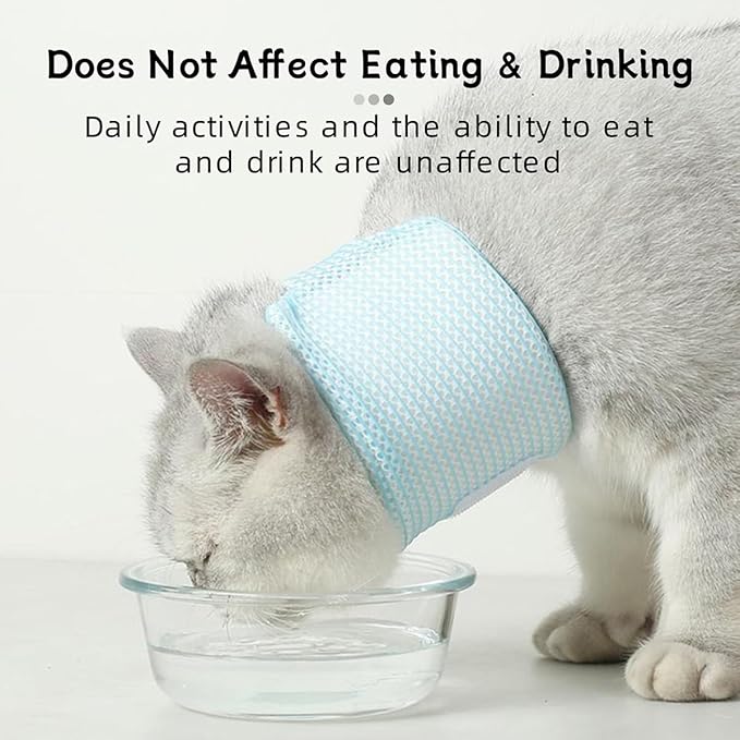 Cat Neck Brace Cover - Breathable & Adjustable Elizabethan Collar for Post-Surgery Recovery Anti-Scratch Anti-Lick Protection, Cervical Cone for Small Medium Large Dogs Puppies Kittens (Large,Blue)