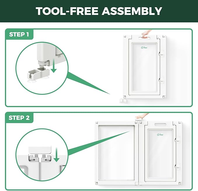 FXW AuraSpace Acrylic Indoor Unleashed Dog Playpen for Medium Dogs, 35 Inch, 6 Panels, White