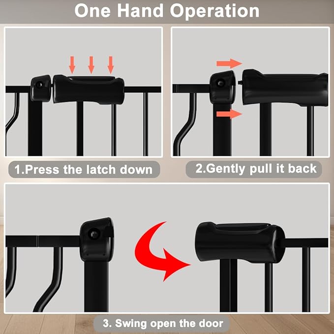 Fairy Baby Extra Wide Baby Gate Black 53-57.5 Inch Wide, Walk Through Pressure Mounted No Drill, Long and Large Tension Gate for Pet and Kids