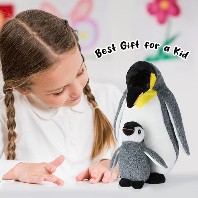 Penguin Family Plush Toy, Stuffed Animal Plushie Doll, Soft Fluffy Like Real Polar Animals Hugging Toy - Present for Every Age & Occasion