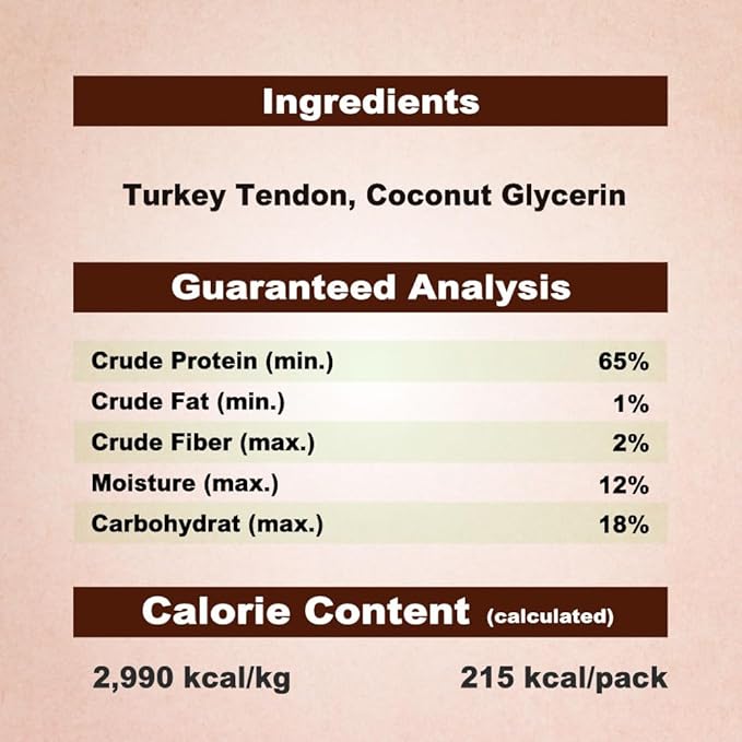 Afreschi Turkey Tendon Rope (S) 6 Pieces per Pack, USA-Sourced Turkey Tendon, All Natural Human Grade Puppy Chew, Hypoallergenic, Rawhide Alternative, Dog Treats for Small Breeds