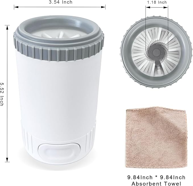 Dog Paw Cleaner with Absorbent Towel, Dog Paw Washer, Muddy Paw Cleaner, Dog Foot Cleaner, Plunger Style Dog Paw Washer, Paw Cleaner for Dogs, Suitable for Small Breed & Medium Breed Dogs
