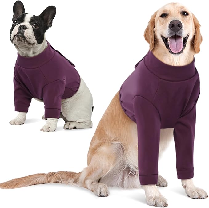 IDOMIK Dog Recovery Suit, Dog Surgery Recovery Suit Front Legs, Comfy Joint Leg Sleeves After Surgery, Elbow Braces Protector for Leg Injuries & Joint Pain, Cone Collar Alternatives,Purple,S