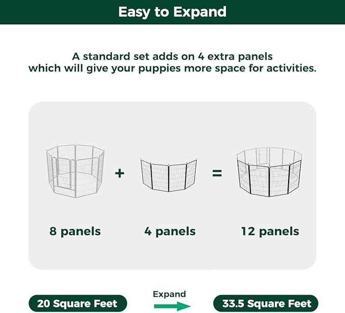 FXW Rollick Unleashed Dog Playpen for Indoor, Yard, RV Camping, 45 inch 4 Panels for Large Dogs, Black│Patented