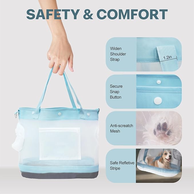 Dog Purse Carrier for Small Dogs Cat Kitty Puppy Rabbit Bunny Dog Cat Bag Carrier for Animals up to 22lbs Soft Sided Collapsible Pet Carrier Sling for Outing Travel Vet-Light Blue