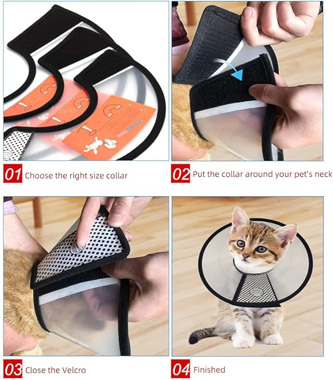 Plastic Pet Recovery Collars & Cones for Dogs and Cats After Surgery Adjustable Dog Neck Cone Surgical Elizabeth E-Collar Prevent Biting and Stop Licking Wound (XXS)